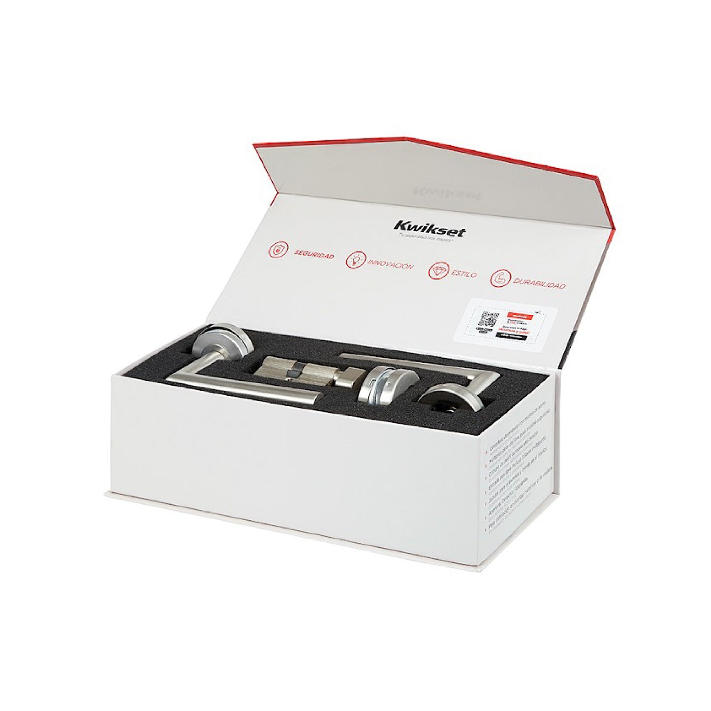 Cerradura de Embutir Palermo 4 Bulones + Cilindro Doble + Manijas en Negro Mate