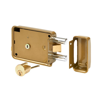 Cerradura de Sobreponer Blindada 72mm en Dorado Anti-Taladro