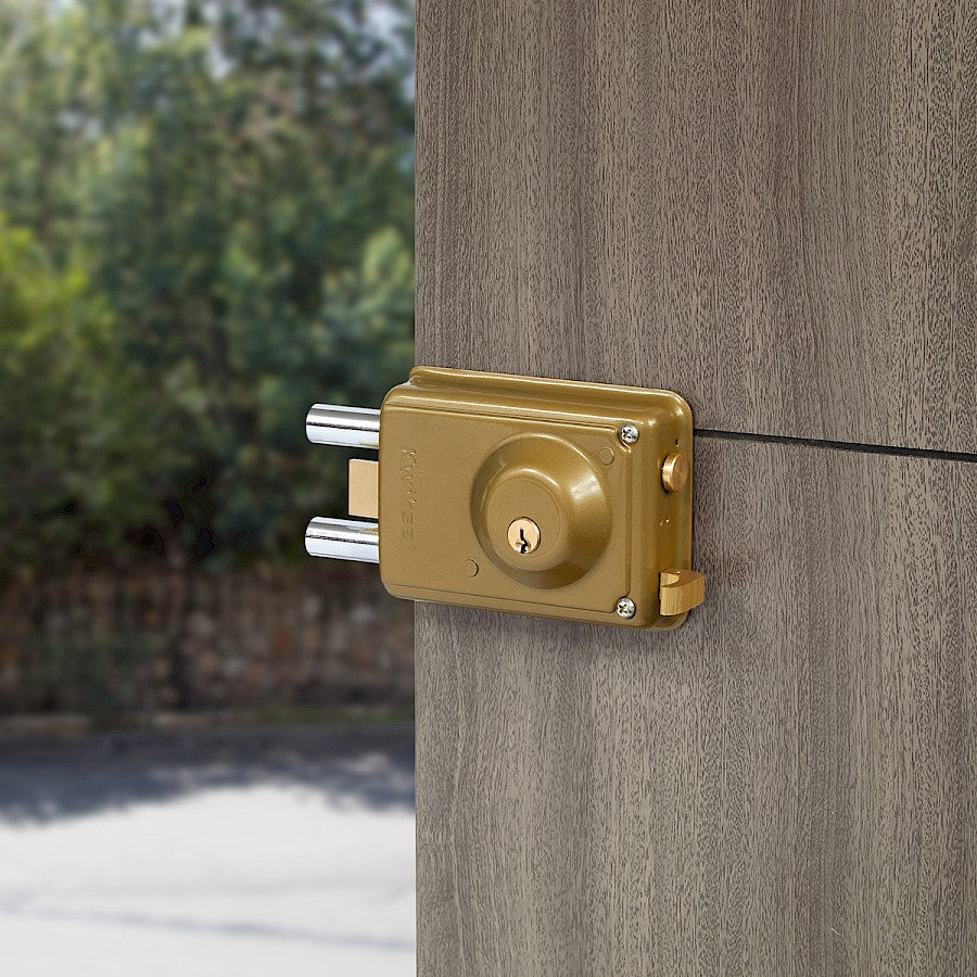 Cerradura de Sobreponer Blindada 72mm en Dorado Anti-Taladro