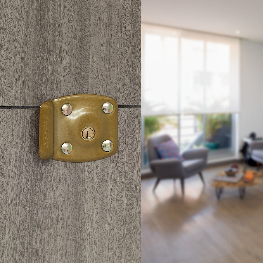 Cerradura de Sobreponer Blindada 72mm en Dorado Anti-Taladro