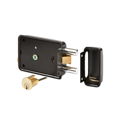 Cerradura de Sobreponer Blindada 72mm en Negro Anti-Taladro