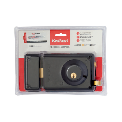 Cerradura de Sobreponer Blindada 72mm en Negro Anti-Taladro